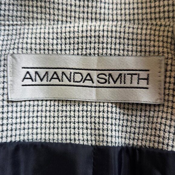 Vintage Amanda Smith Fine Scale Navy Houndstooth Blazer Size 12 EUC - Picture 9 of 15